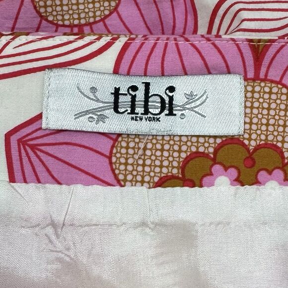 Tibi Floral Mini Skirt Pink White Crocheted Lace Panel Vibrant Preppy Y2K 90s - Picture 8 of 10